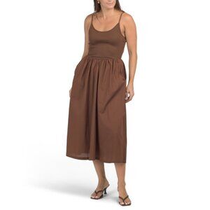 HUNTER & BROWN Brown Ponte Top V-waist Maxi Dress